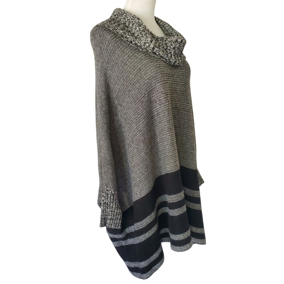 ANTHROPOLOGIE |‎ MAEVE Keisha Gray/Black Oversized Turtleneck Poncho Sweater M/L - Picture 5 of 14